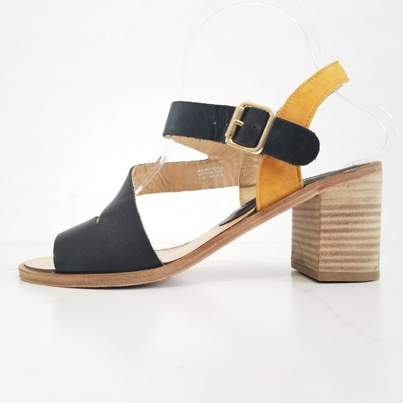 MODERN VINTAGE Open Toe Sandals Black Tan Heels 6 - Picture 4 of 12